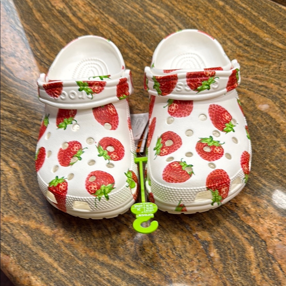 CROCS White and Red Strawberry Sandals